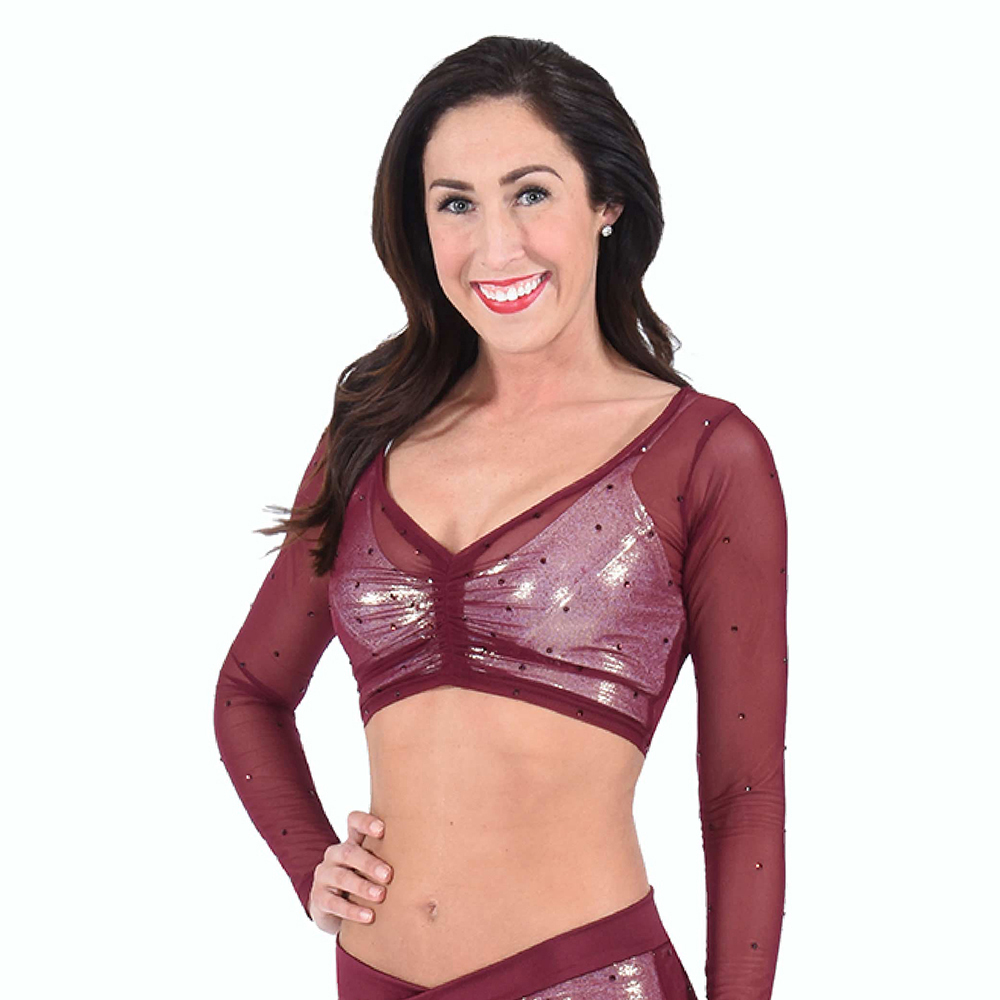 Mesh Long-Sleeve Dance Top, Layered Mesh Top